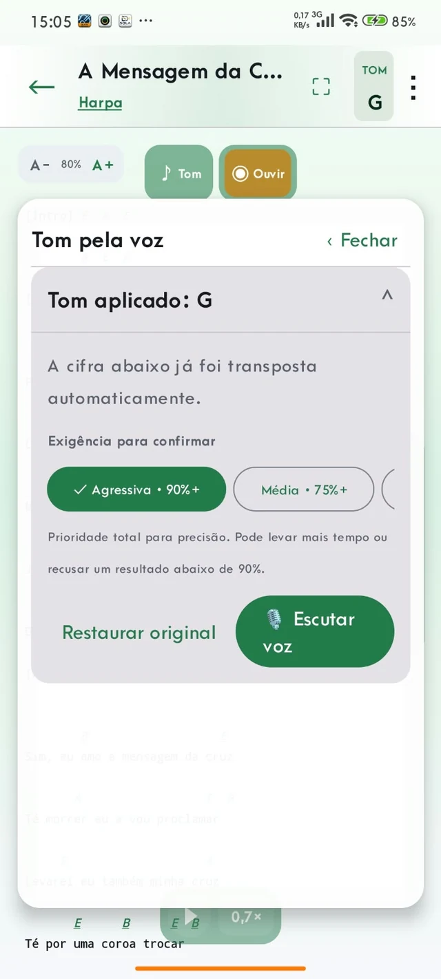 Tela Tom pela voz do SOLA Captor